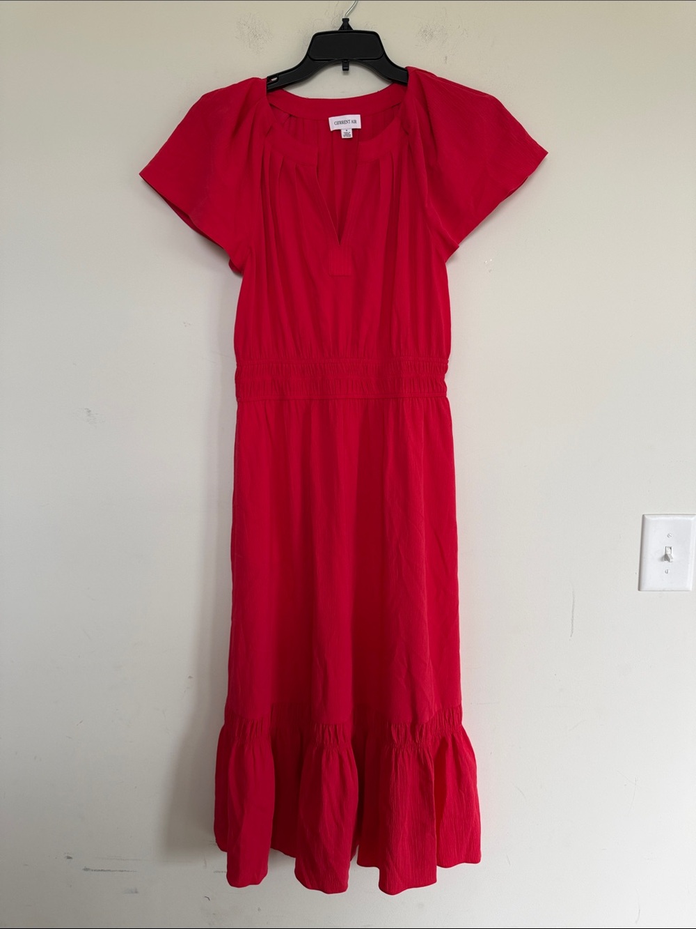 Current Air Vibrant Red Maxi Dress with Smocked Waist